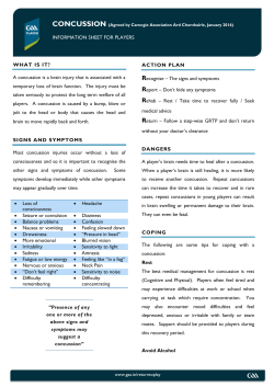 Information Sheet for Concussion for Players