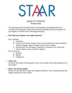 English II STAAR EOC Review Guide This study guide lists the