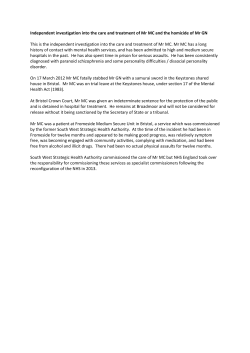 Independent investigation into the care and treatment of Mr MC and