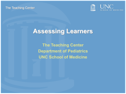 Assessing Learners - UNC School of Medicine