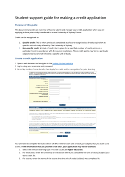 Student support guide for making a credit application
