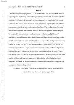 Running Head: TWO-COMPONENT INTERVENTION 1 Abstract The