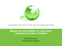 Measuring the Quality of Long-Term institutional Care in Finland