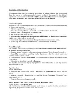 Description of The Algorithm Dijkstra`s algorithm works by solving