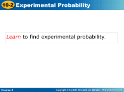 10-2 Experimental Probability