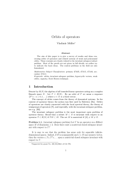 Orbits of operators - Institute of Mathematics of the Academy of