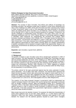 Platform Strategies for Open Government Innovation