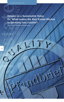 Debate on a Sustainable Value Or: What makes the Real Estate