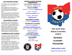 REFEREE ACADEMY PROGRAMS www.ossrc.com