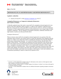 reinsurance on an assumption basis (“assumption - OSFI-BSIF