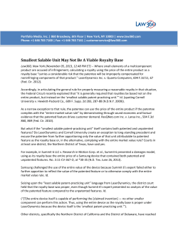 Smallest Salable Unit May Not Be A Viable Royalty Base