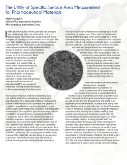 The Utility of Specific Surface Area Measurement for