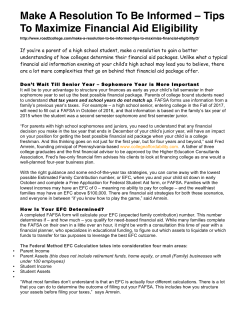 Make A Resolution To Be Informed &ndash; Tips To Maximize Financial Aid