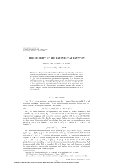 THE STABILITY OF THE EXPONENTIAL EQUATION 1. Introduction