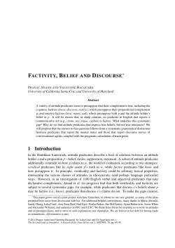 Factivity, Belief and Discourse - UMD Linguistics