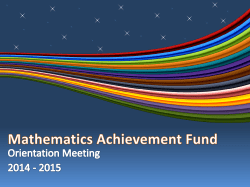 Mathematics Achievement Fund - Kentucky Center for Mathematics
