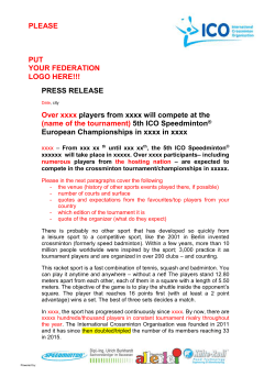 Fax Message - International Crossminton Organisation