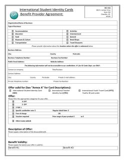 International Identity Cards Benefit Provider Contract