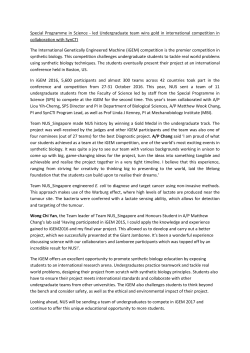 Special Programme in Science - led Undergraduate team wins gold