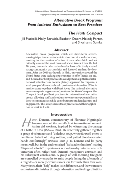 Alternative Break Programs: From Isolated Enthusiasm to Best