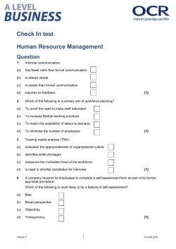 A Level Business Check In test (Human Resource