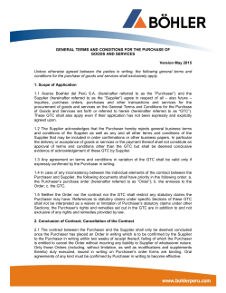 GENERAL TERMS AND CONDITIONS FOR THE PURCHASE OF