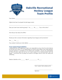 Oakville Recreational Hockey League Team Profile