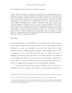 The End-Relational Theory Does Not Vindicate Naturalism1 Abstract