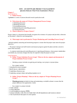 INFS &ndash; 433 SOFTWARE PROJECT MANAGEMENT Question Bank