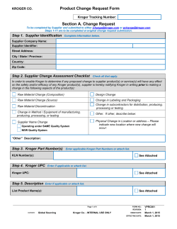 Product Change Request Form Kroger Tracking Number : Kroger