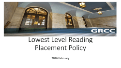Lowest Level Reading Placement