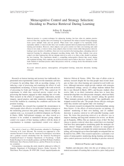 Metacognitive Control and Strategy Selection