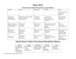 May 2015 Head Start/ State Preschool Breakfast Menu
