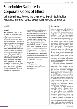 Stakeholder Salience in Corporate Codes of Ethics