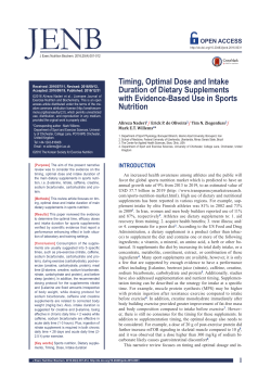 Timing, Optimal Dose and Intake Duration of Dietary Supplements