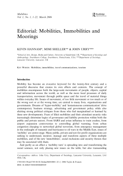 Editorial: Mobilities, Immobilities and Moorings