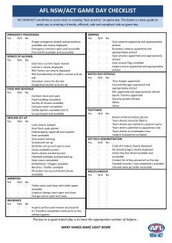Game Day Checklist