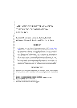 applying self-determination theory to organizational research