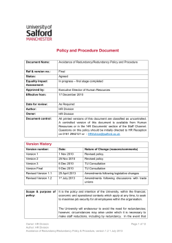 Redundancy - the University of Salford