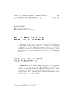 on the riemann integral of set-valued functions całka riemanna z