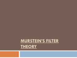 Murstein`s Filter Theory