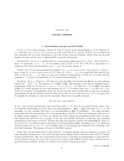 GALOIS THEORY 1. Automorphism groups and fixed fields Let K