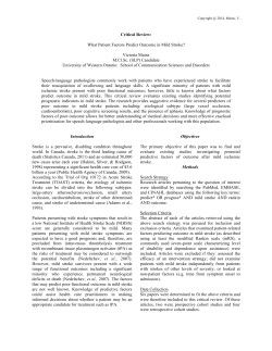 Critical Review: What Patient Factors Predict Outcome in Mild Stroke