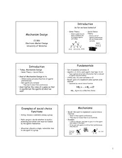 Mechanism Design Introduction Introduction Fundamentals