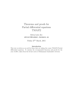 Theorems and proofs for Partial differential equations TMA372