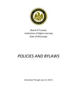 POLICIES AND BYLAWS - Mississippi Institutions of Higher Learning