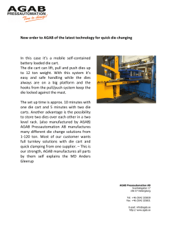 New order to AGAB of the latest technology for quick die changing In