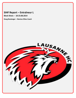 SIHF Report * Entra&icirc;neur L