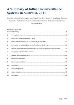 A Summary of Influenza Surveillance Systems in Australia, 2015