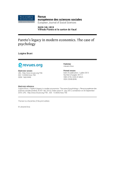 Pareto`s legacy in modern economics. The case of psychology